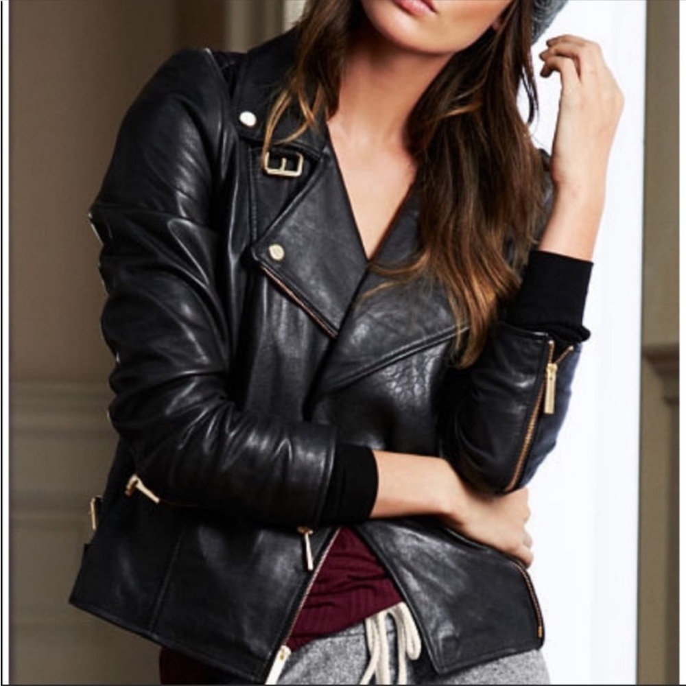 Genuine leather moto jacket